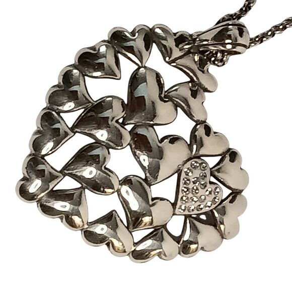 Brighton Large Heart Pendant Necklace Multiple Hearts Small Rhinestone Heart 18" - Picture 11 of 16